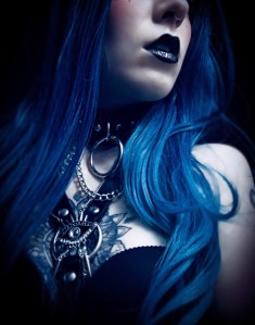 Dark and moody self-portrait with goth, witchy vibes. Features handmade jewelry, some of which can be found in the BlessedShadows Etsy shop 