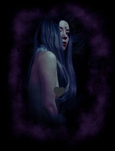 Censored Nude photo portrait. Dark and moody atmosphere surrounding this figure of royalty. This print is available in the BlessedShadows Etsy shop