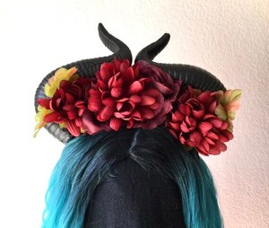 Floral horned headdress OOAK design 